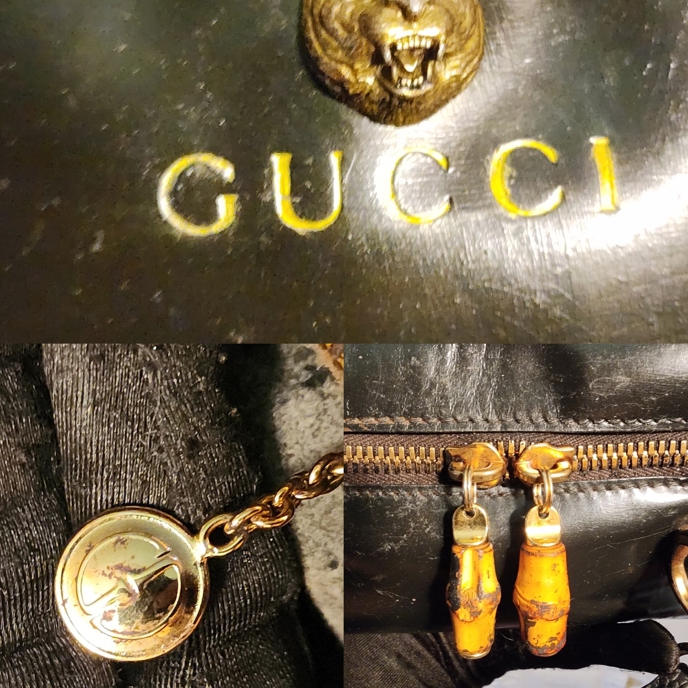 Gucci Black Patent Vanity Lunch Box Top Handle Bag Crossbody Authentic 100% - Picture 13 of 15